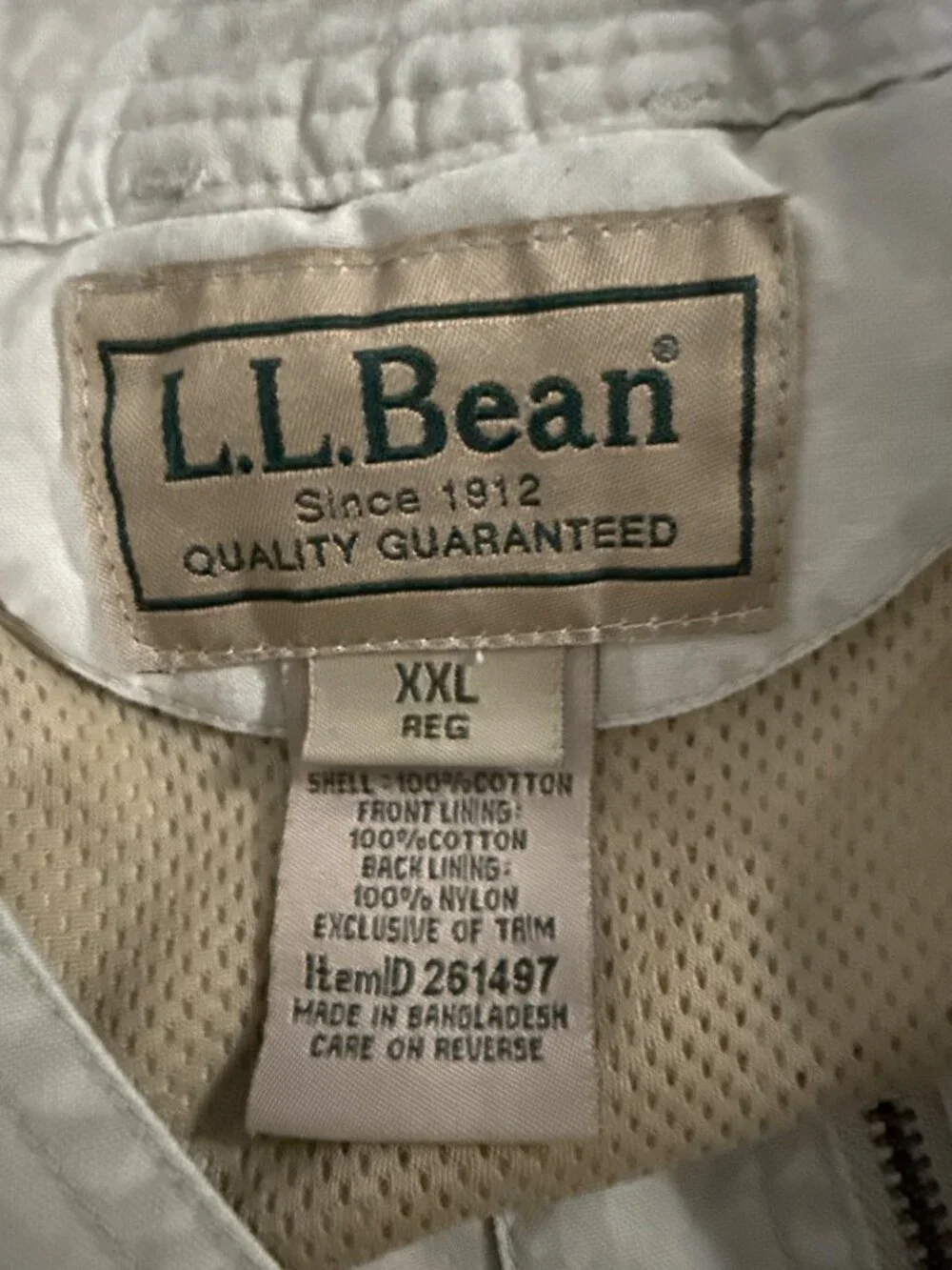 L.L. Bean Mens Vintage XXL Beige Vest 100% Cotton Outdoor Fishing Multi-Pocket